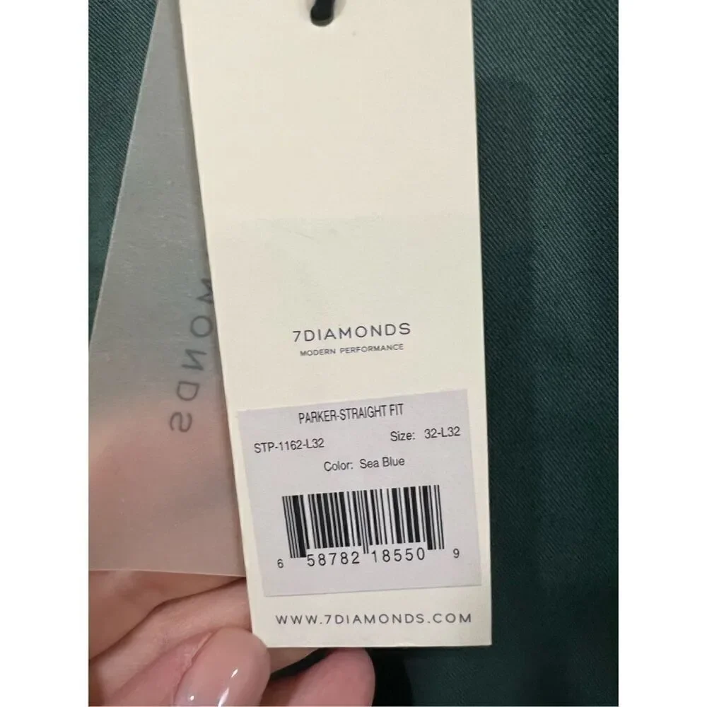 7Diamonds Parker Straight Fit Pants Green Sea Blue Performance Chino sz 32 x 32